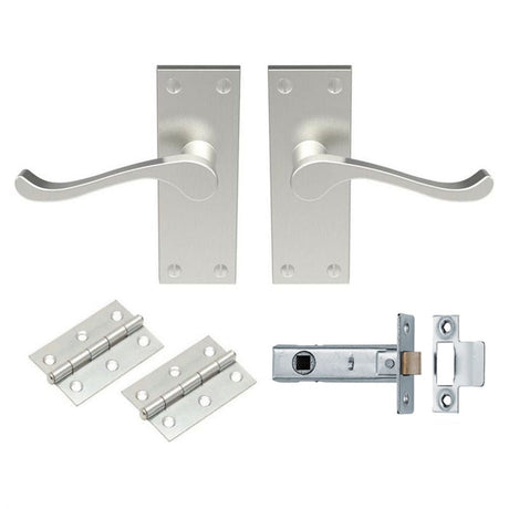 This is an image of Carlisle Brass - Contract Victorian Scroll Latch Pack - Satin Nickel available to order from T.H Wiggans Architectural Ironmongery in Kendal, quick delivery and discounted prices.