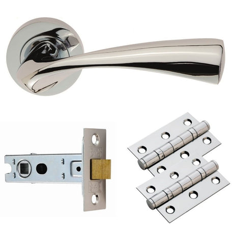 This is an image of Carlisle Brass - Sintra Lever on Rose Latch Pack - Polished Chrome available to order from T.H Wiggans Architectural Ironmongery in Kendal, quick delivery and discounted prices.