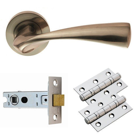 This is an image of Carlisle Brass - Sintra Lever on Rose Latch Pack - Satin Nickel available to order from T.H Wiggans Architectural Ironmongery in Kendal, quick delivery and discounted prices.