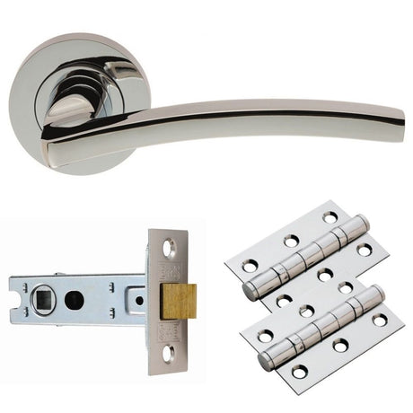 This is an image of Carlisle Brass - Tavira Lever on Rose Latch Pack - Polished Chrome available to order from T.H Wiggans Architectural Ironmongery in Kendal, quick delivery and discounted prices.
