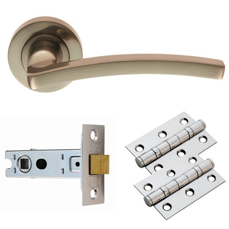 This is an image of Carlisle Brass - Tavira Lever on Rose Latch Pack - Satin Nickel available to order from T.H Wiggans Architectural Ironmongery in Kendal, quick delivery and discounted prices.