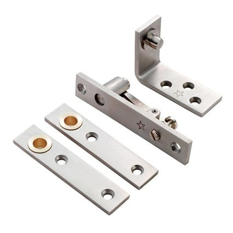 This is an image of a Eurospec - Enduromax Standard Thrust Bearing Pivot Set - Satin Stainless Steel that is availble to order from T.H Wiggans Architectural Ironmongery in in Kendal.
