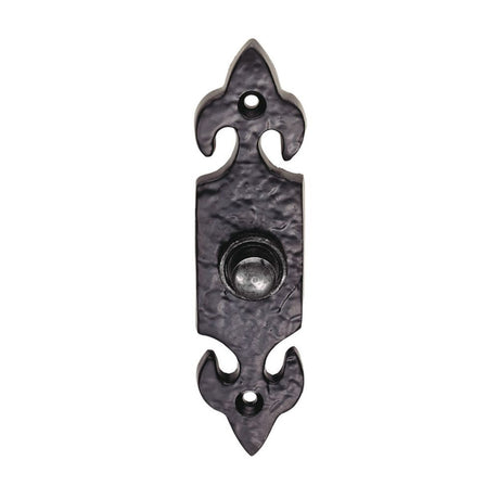 This is an image of Ludlow - Fleur de lys' Bell Push - Black Antique available to order from T.H Wiggans Architectural Ironmongery in Kendal, quick delivery and discounted prices.