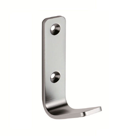 This is an image of a Eurospec - Aluminium Flat Coat Hook - Satin Anodised Aluminium that is availble to order from T.H Wiggans Architectural Ironmongery in Kendal in Kendal.