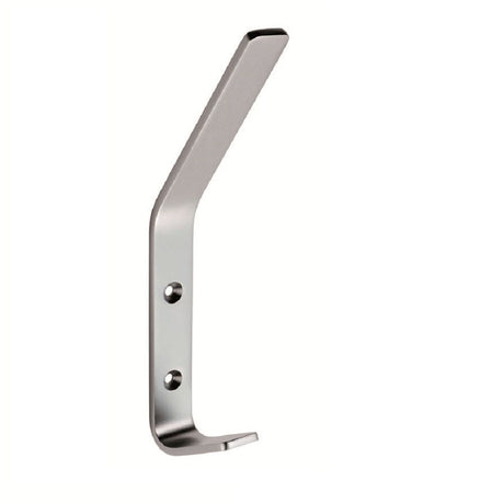 This is an image of a Eurospec - Aluminum Flat Hat and Coat Hook - Satin Anodised Aluminium that is availble to order from T.H Wiggans Architectural Ironmongery in Kendal in Kendal.