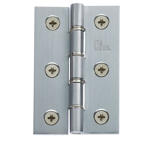 This is an image of a Carlisle Brass - 76 x 50mm Dbl S/Steel Washer Brass Hinge - Satin Chrome that is availble to order from T.H Wiggans Architectural Ironmongery in in Kendal.