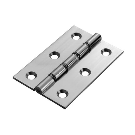 This is an image of a Carlisle Brass - 76 x 50mm Dbl Steel Washer Brass Hinge - Polished Chrome that is availble to order from T.H Wiggans Architectural Ironmongery in in Kendal.