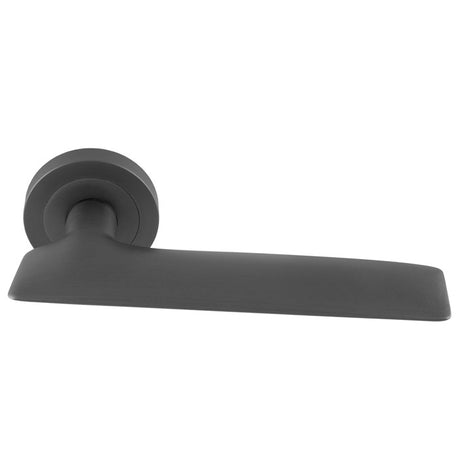 This is an image of a Manital - Hygge due Lever on Round Rose - Anthracite hyd5ant that is availble to order from T.H Wiggans Ironmongery in Kendal.