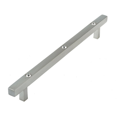 This is an image of a Frelan - Crystal Square Bar 250mm Cabinet Handle - Satin Chrome that is availble to order from T.H Wiggans Architectural Ironmongery in Kendal in Kendal.