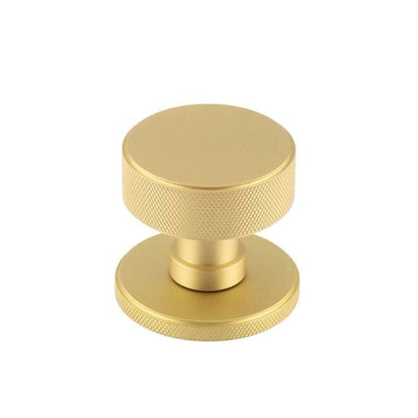 This is an image of Burlington - Satin Brass Westbourne Knurled Mortice Door Handles available to order from T.H Wiggans Architectural Ironmongery in Kendal, quick delivery and discounted prices.