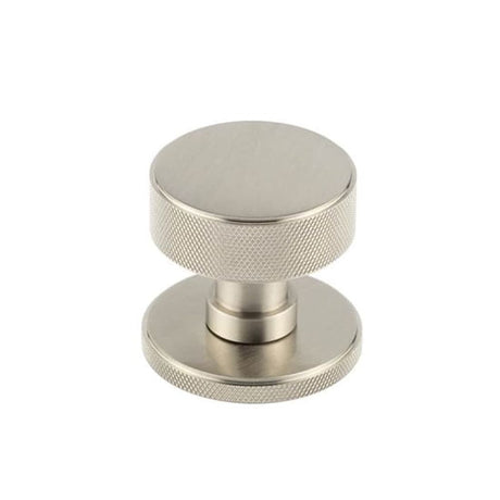 This is an image of Burlington - Satin Nickel Westbourne Knurled Mortice Door Handles available to order from T.H Wiggans Architectural Ironmongery in Kendal, quick delivery and discounted prices.