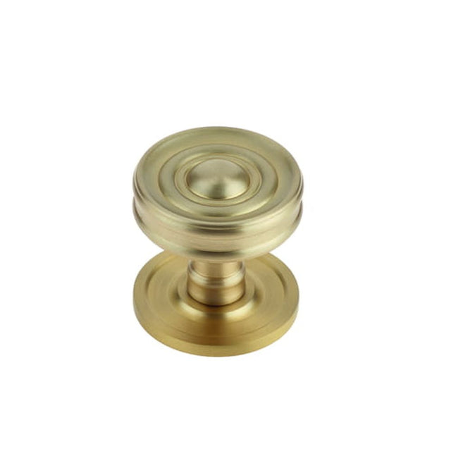 This is an image of a Burlington - Bloomury cupboard knob - Satin Brass that is availble to order from T.H Wiggans Architectural Ironmongery in Kendal in Kendal.