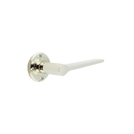 This is an image of Burlington - Knightsbridge lever on rose - Polished Nickel available to order from T.H Wiggans Architectural Ironmongery in Kendal, quick delivery and discounted prices.
