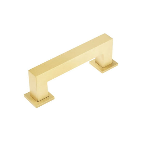 This is an image of a Burlington - Trafalgar Cabinet Handle 96mm CTC - Satin Brass that is availble to order from T.H Wiggans Architectural Ironmongery in Kendal in Kendal.
