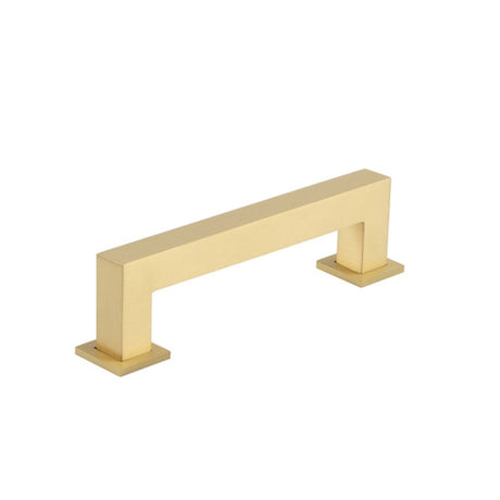 This is an image of a Burlington - Trafalgar Cabinet Handle 128mm CTC - Satin Brass that is availble to order from T.H Wiggans Architectural Ironmongery in Kendal in Kendal.