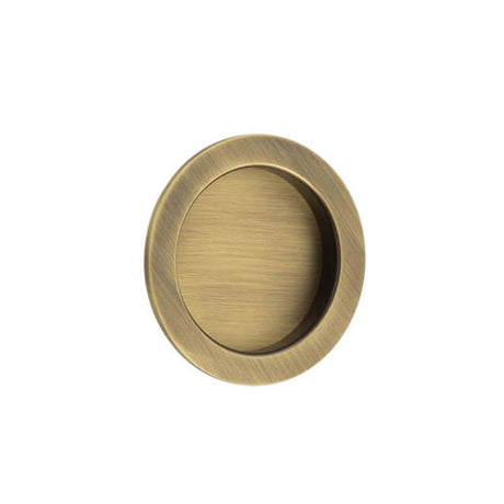 This is an image of Burlington - 65x12x3mm AB round concealed flush pull available to order from T.H Wiggans Architectural Ironmongery in Kendal, quick delivery and discounted prices.