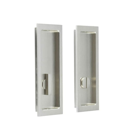 This is an image of Burlington - 150x55x3mm SN rectangular WC flush pull set available to order from T.H Wiggans Architectural Ironmongery in Kendal, quick delivery and discounted prices.