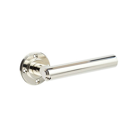 This is an image of Burlington - Richmond Polished Nickel Lever on Rose Door Handles - Roses Sold Se available to order from T.H Wiggans Architectural Ironmongery in Kendal, quick delivery and discounted prices.