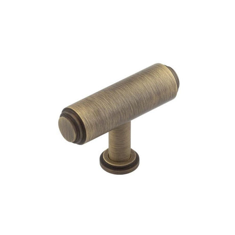 This is an image of a Burlington - Belgrave T Bar Cupboard Knob Knob - Antique Brass that is availble to order from T.H Wiggans Architectural Ironmongery in Kendal in Kendal.