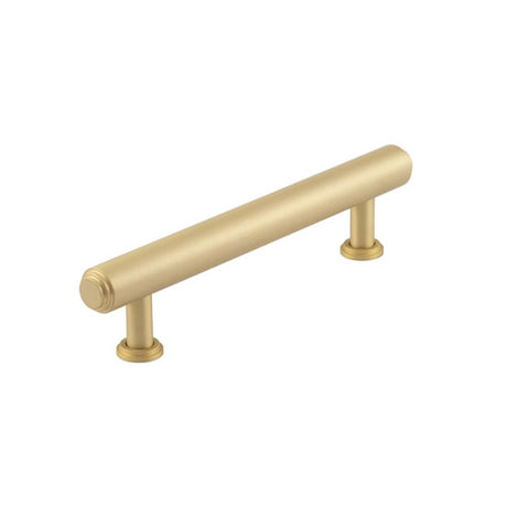 This is an image of a Burlington - Belgrave Cabinet Handle 128mm CTC - Satin Brass that is availble to order from T.H Wiggans Architectural Ironmongery in Kendal in Kendal.