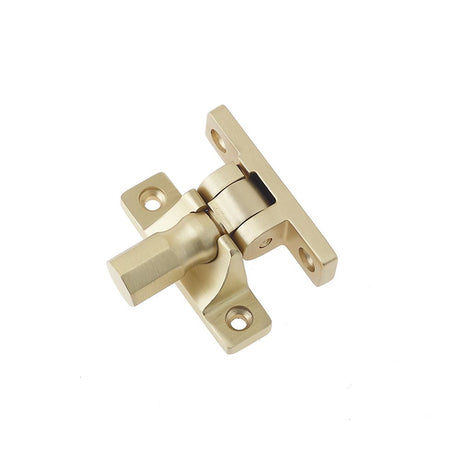 This is an image of a Burlington - Brighton sash fastener - Satin Brass that is availble to order from T.H Wiggans Architectural Ironmongery in Kendal in Kendal.