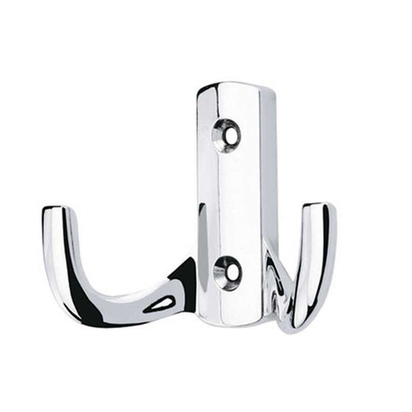 This is an image of a Frelan - Vittoria Double Robe Hook - Polished Chrome that is availble to order from T.H Wiggans Architectural Ironmongery in Kendal in Kendal.