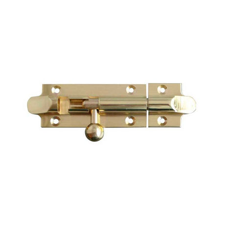 This is an image of a Frelan - 75x32mm PB STR Bell bolt that is availble to order from T.H Wiggans Architectural Ironmongery in Kendal in Kendal.