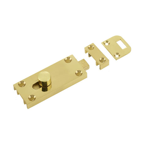 This is an image of Frelan - Bathroom Slide Bolt - Polished Brass available to order from T.H Wiggans Architectural Ironmongery in Kendal, quick delivery and discounted prices.
