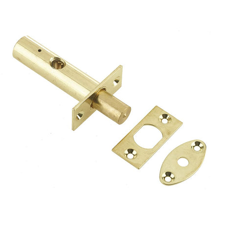 This is an image of a Frelan - 62mm Mortice Rack Bolt - Polished Brass that is availble to order from T.H Wiggans Architectural Ironmongery in Kendal.
