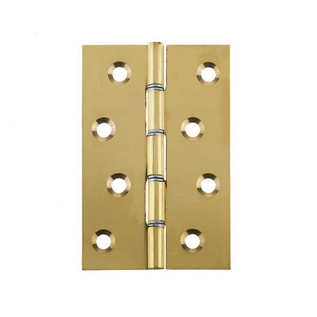 This is an image of a Frelan - 102x67x2mm PB DS WASHERED HINGE that is availble to order from T.H Wiggans Architectural Ironmongery in in Kendal.