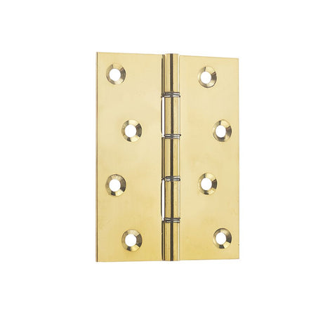 This is an image of a Frelan - 102x76x2mm PB DS WASHERED HINGE that is availble to order from T.H Wiggans Architectural Ironmongery in in Kendal.