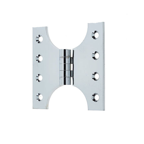 This is an image of a Frelan - 102x102mm Crown Parliament Hinges - Polished Chrome that is availble to order from T.H Wiggans Architectural Ironmongery in in Kendal.
