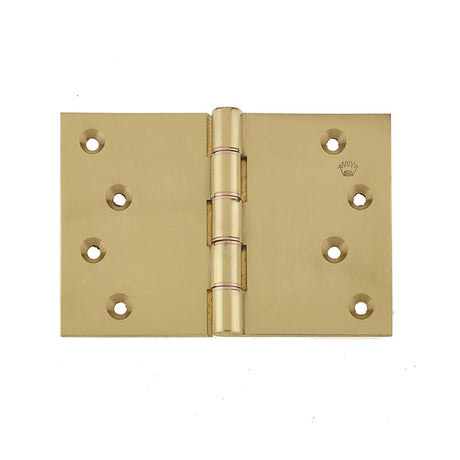 This is an image of a Frelan - 102x152mm Projection Brass Hinges - Polished Brass that is availble to order from T.H Wiggans Architectural Ironmongery in in Kendal.
