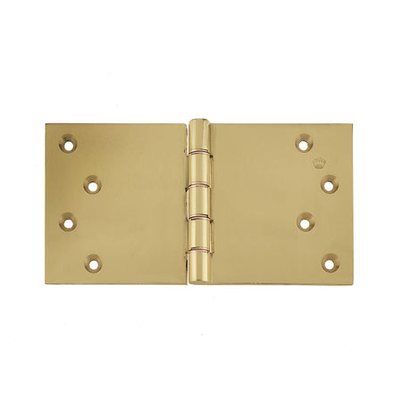 This is an image of a Frelan - 102x200mm Projection Brass Hinges - Polished Brass that is availble to order from T.H Wiggans Architectural Ironmongery in in Kendal.