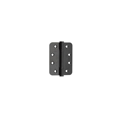 This is an image of a Frelan - 102x76x3mm Matt black Radius PBH 3 knuckle hinge Pack of 3 that is availble to order from T.H Wiggans Architectural Ironmongery in in Kendal.