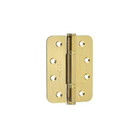 This is an image of a Frelan - 102x76x3mm PVD radius PBH 3 knuckle hinge pack of 3 that is availble to order from T.H Wiggans Architectural Ironmongery in in Kendal.