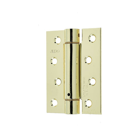 This is an image of a Frelan - 102x76mm Steel Single Action Spring Hinges - Electro Brass that is availble to order from T.H Wiggans Architectural Ironmongery in in Kendal.