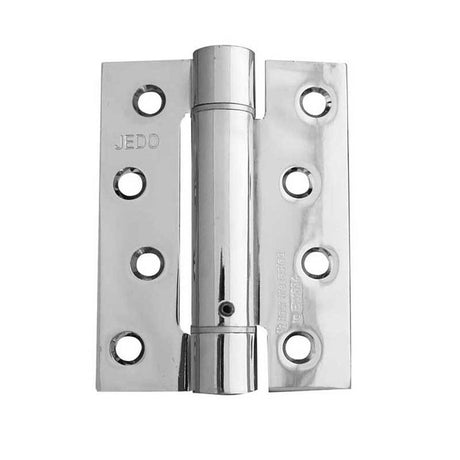 This is an image of a Frelan - 102x76mm Steel Single Action Spring Hinges - Polished Chrome that is availble to order from T.H Wiggans Architectural Ironmongery in in Kendal.