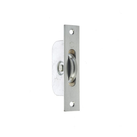 This is an image of a Frelan - Brass Roller Sash Axel Pulley - Satin Chrome that is availble to order from T.H Wiggans Architectural Ironmongery in Kendal in Kendal.