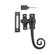 This is an image of a Frelan - Monkey Tail Locking Casement Fastener Right - Antique Black that is availble to order from T.H Wiggans Architectural Ironmongery in Kendal in Kendal.