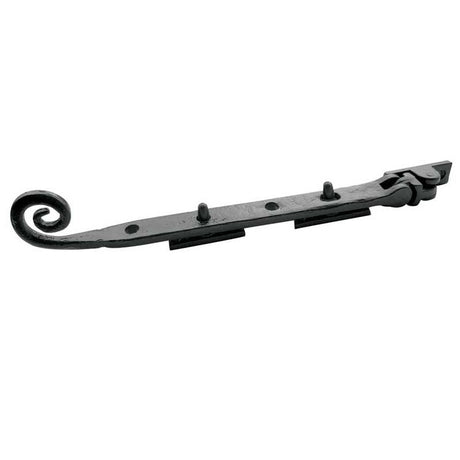 This is an image of a Frelan - Monkey Tail Casement Stay 200mm - Antique Black that is availble to order from T.H Wiggans Architectural Ironmongery in Kendal in Kendal.