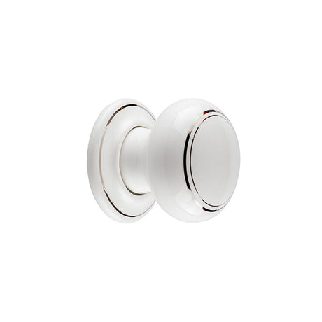 This is an image showing the Frelan - White Lined Porcelain Unsprung Mortice Knobs - White/Silver Line available to order from T.H. Wiggans Ironmongery in Kendal