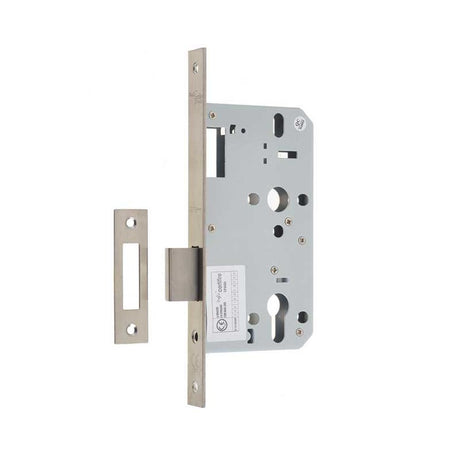 This is an image of a Frelan - 72mm sss Din euro deadlock 60mm backset that is availble to order from T.H Wiggans Architectural Ironmongery in Kendal.