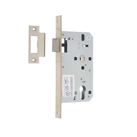 This is an image of a Frelan - 72mm sss Din euro latch 60mm backset that is availble to order from T.H Wiggans Architectural Ironmongery in Kendal.
