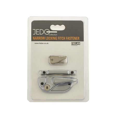 This is an image of a Frelan - Narrow Locking Fitch Fasteners - Satin Chrome that is availble to order from T.H Wiggans Architectural Ironmongery in Kendal in Kendal.
