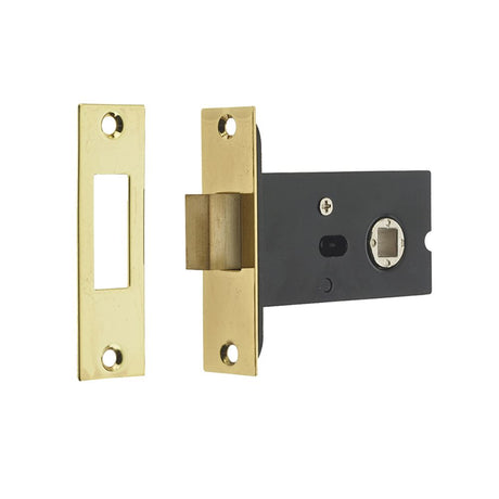 This is an image of a Frelan - 76mm PB Bathroom deadbolt (5mm spindle) that is availble to order from T.H Wiggans Architectural Ironmongery in Kendal in Kendal.