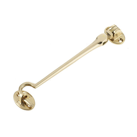 This is an image of a Frelan - 150mm Cabin Hooks - Polished Brass that is availble to order from T.H Wiggans Architectural Ironmongery in Kendal in Kendal.