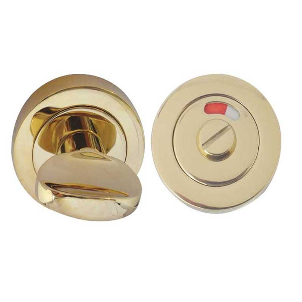 This is an image showing the Frelan - Bathroom Turn & Release with Indicator - PVD Brass available to order from T.H. Wiggans Ironmongery in Kendal