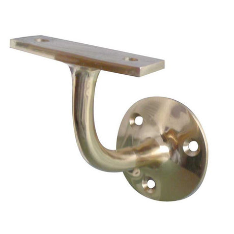 This is an image of a Frelan - 64mm Handrail Bracket - Polished Brass that is availble to order from T.H Wiggans Architectural Ironmongery in Kendal in Kendal.