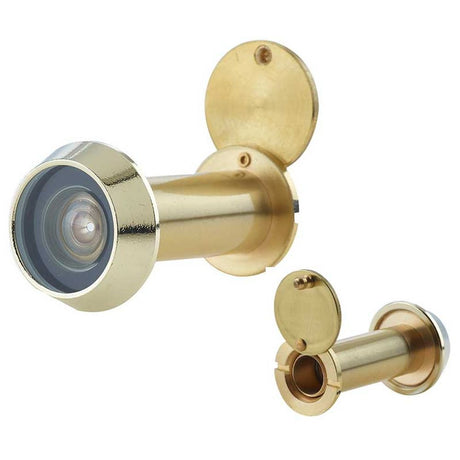 This is an image of Frelan - 200 Degree Door Viewer 35-55mm - Polished Brass available to order from T.H Wiggans Architectural Ironmongery in Kendal, quick delivery and discounted prices.